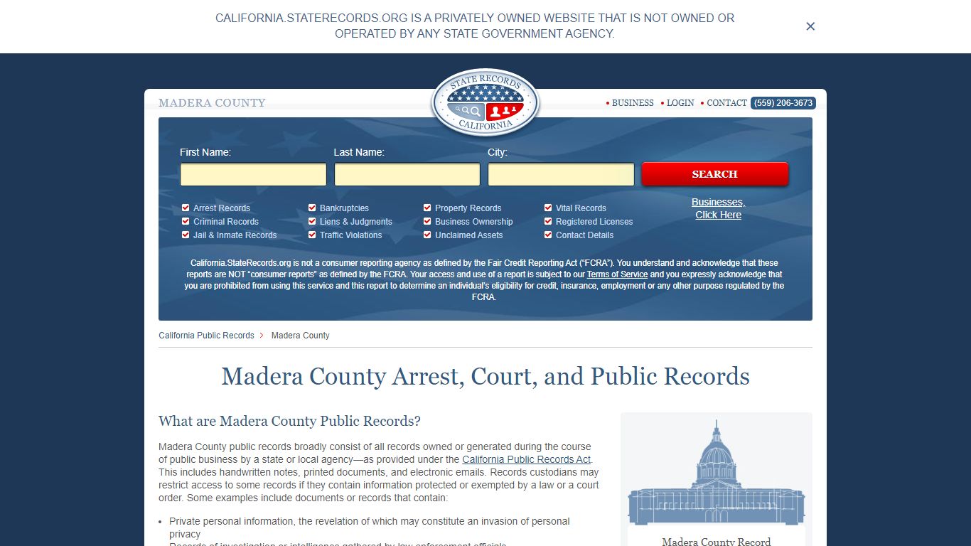 Madera County Arrest, Court, and Public Records